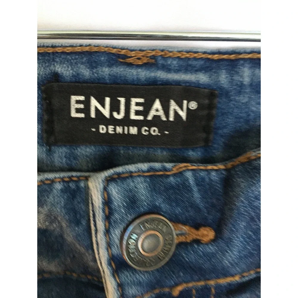 Enjean Denim Co Mens Distressed Skinny Jeans Medium Wash Ripped EP3092R-1 29x27